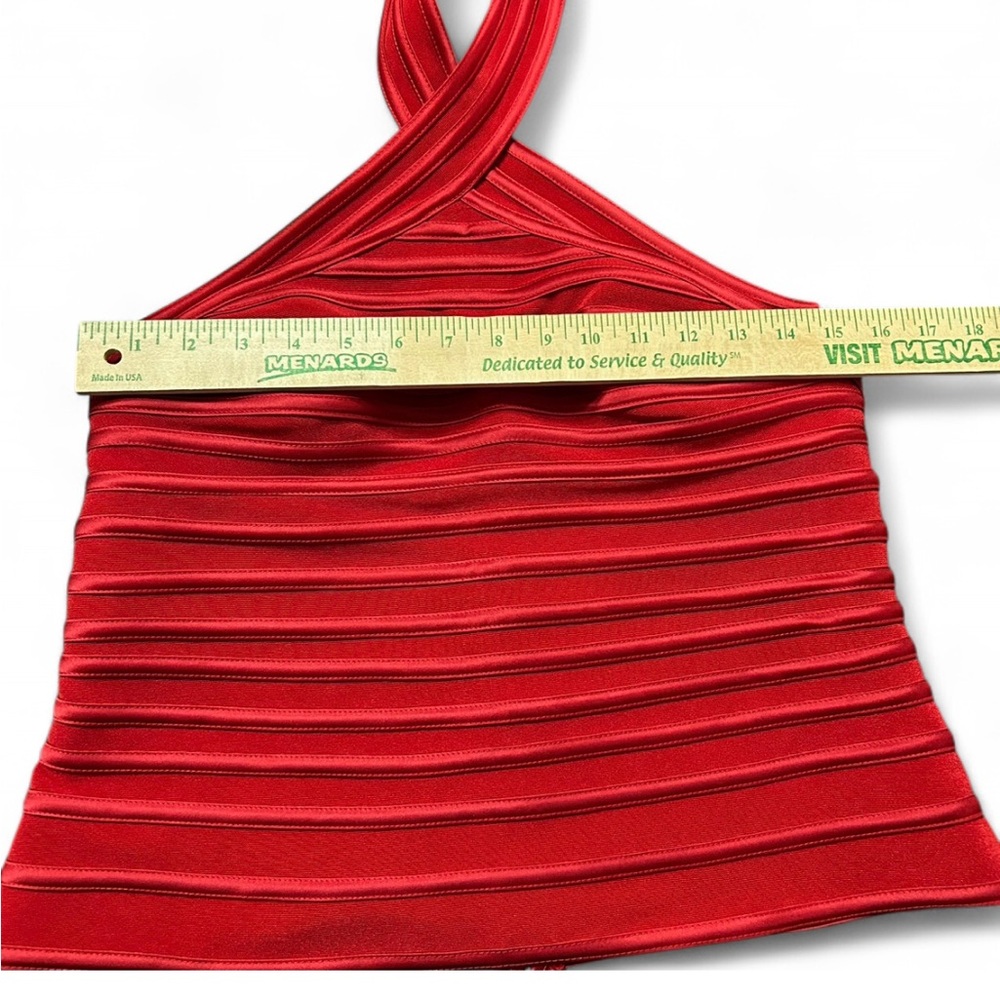 JS SIGNATURE Red Ruched Halter Tank Top - Picture 5 of 6